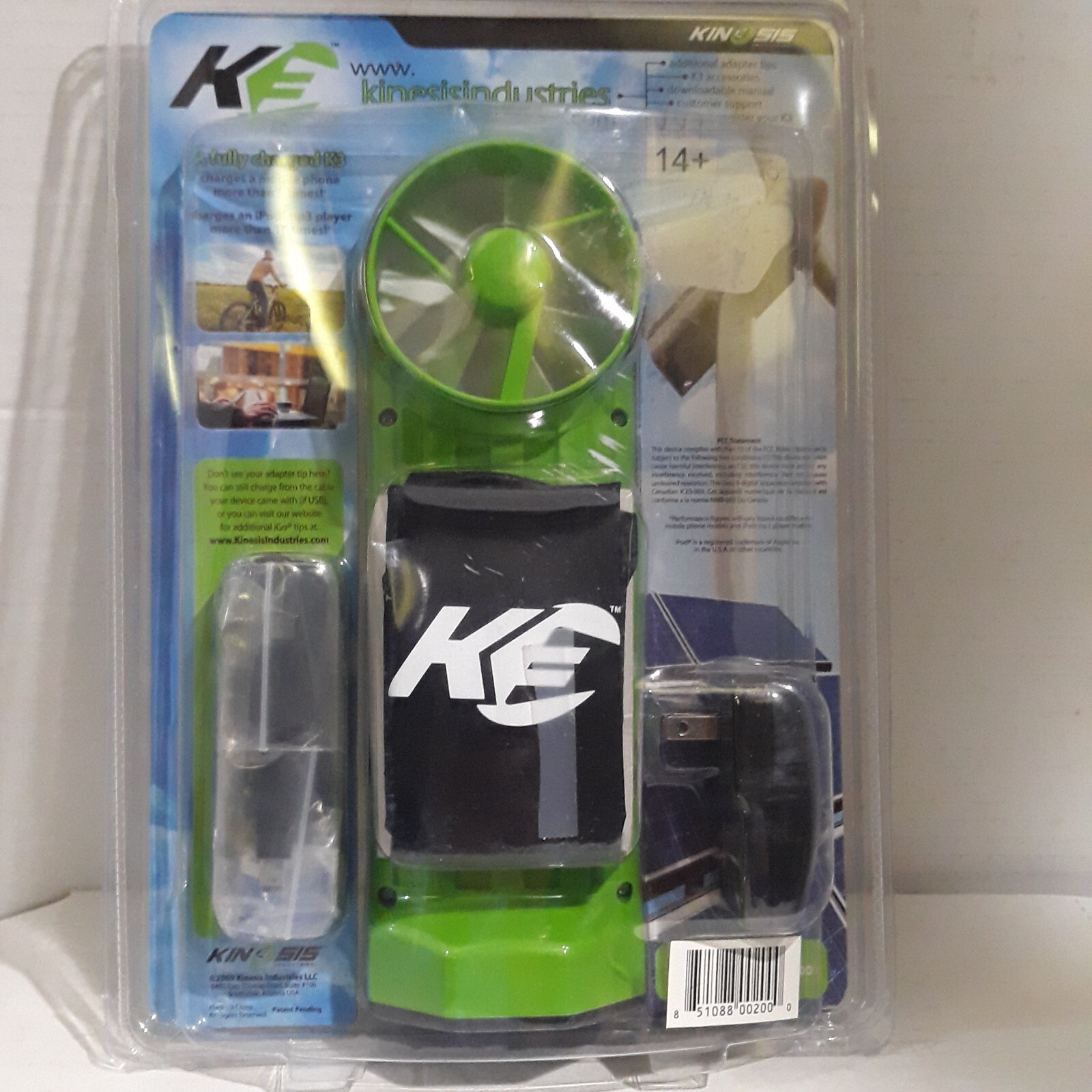 K3 Kinesis Wind & Solar Device Charger 2 In 1 Indoor/outdoor USB In/out Charging