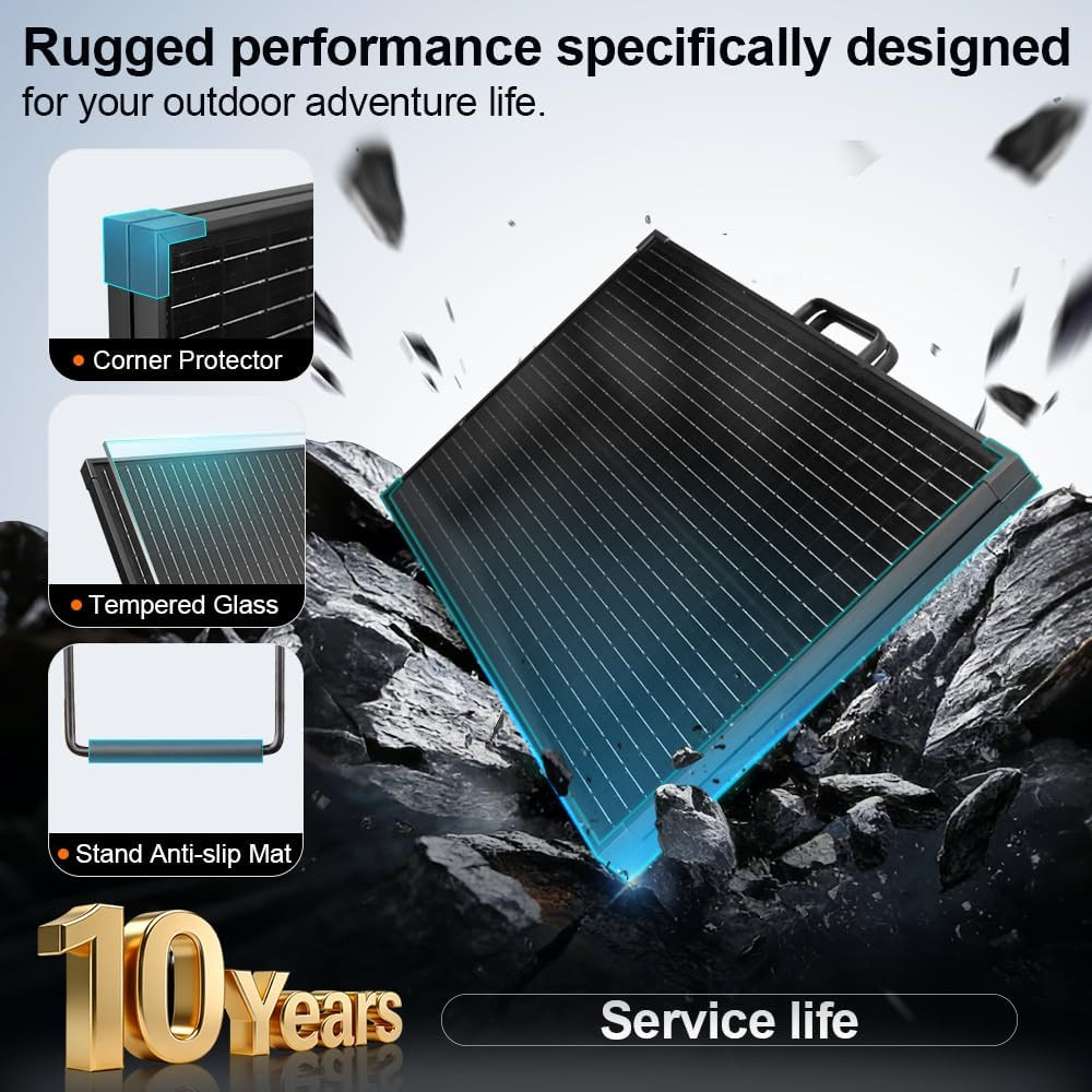Solar Suitcase 100W Portable Foldable Solar Panel 18V Monocrystalline 23.8 * 19.