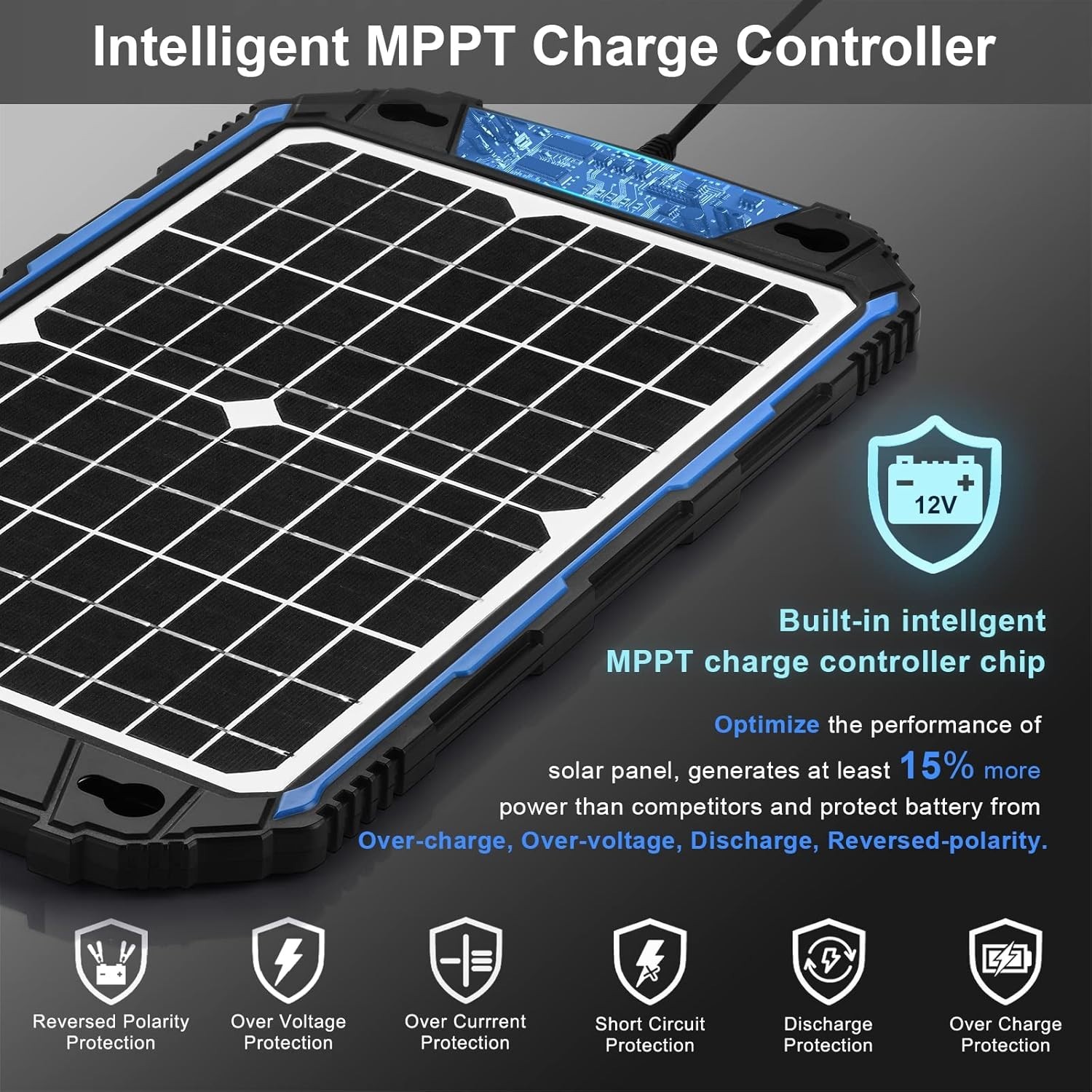 Efficient 12V Solar Battery Charger with Quality & Free Maintenance