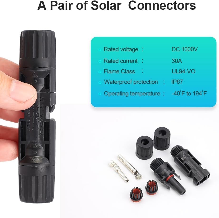 10PCS IP67 Waterproof Solar Connectors 5 Pairs 10AWG Male/Female PV