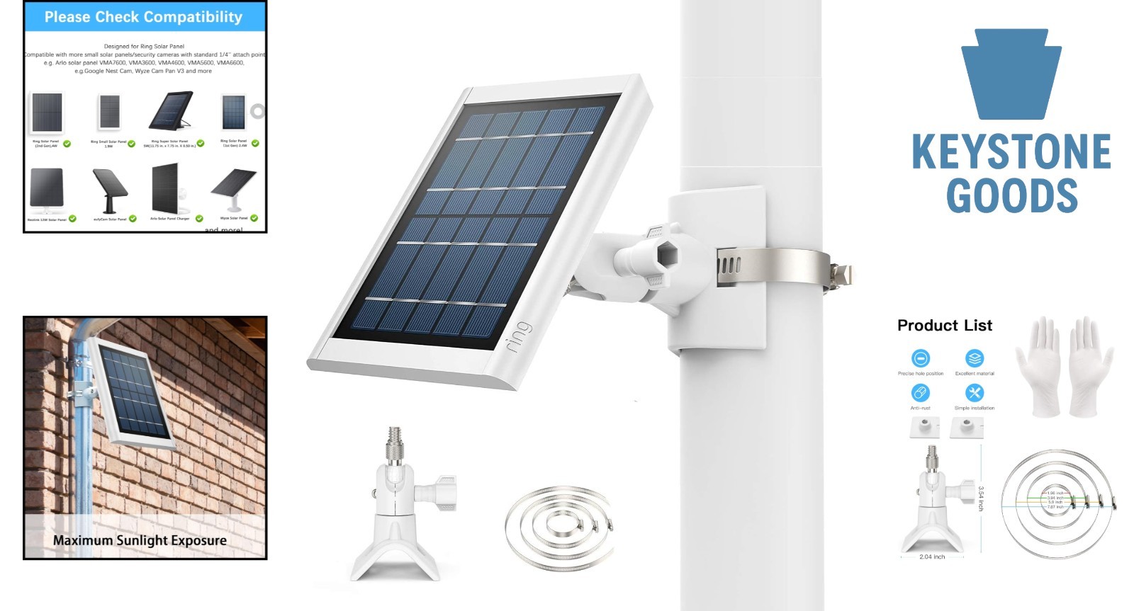 Universal Adjustable Solar Panel Mount for Ring, Eufy & More – Fits Up to 17 …