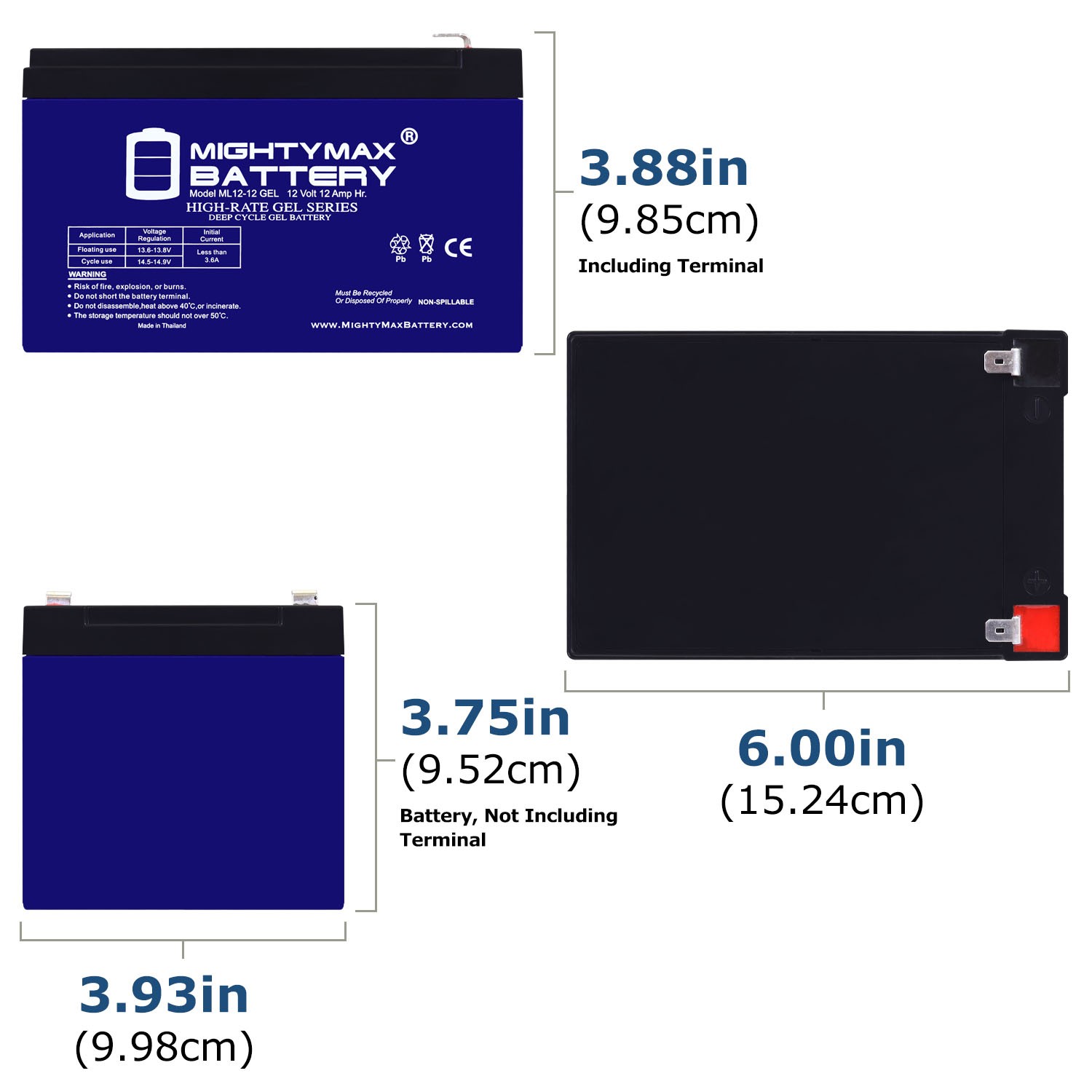 Mighty Max 12V 12AH GEL F2 Battery Compatible with Solar Power Banks – 3 Pack