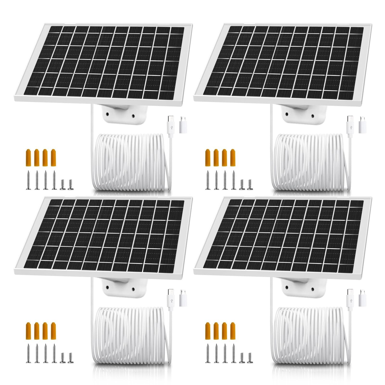 4 Pack 7W USB-C Solar Panel Charger for Outdoor Security Cameras, 2K, Pro Models