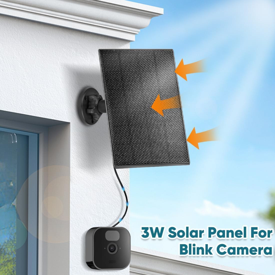 Solar Panel Charger for Blink Camera with 2600mAh Battery, IP66 Waterproof