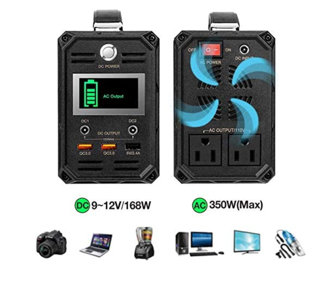 300W Portable Power Station 60000mAh Solar Generator 120V Output