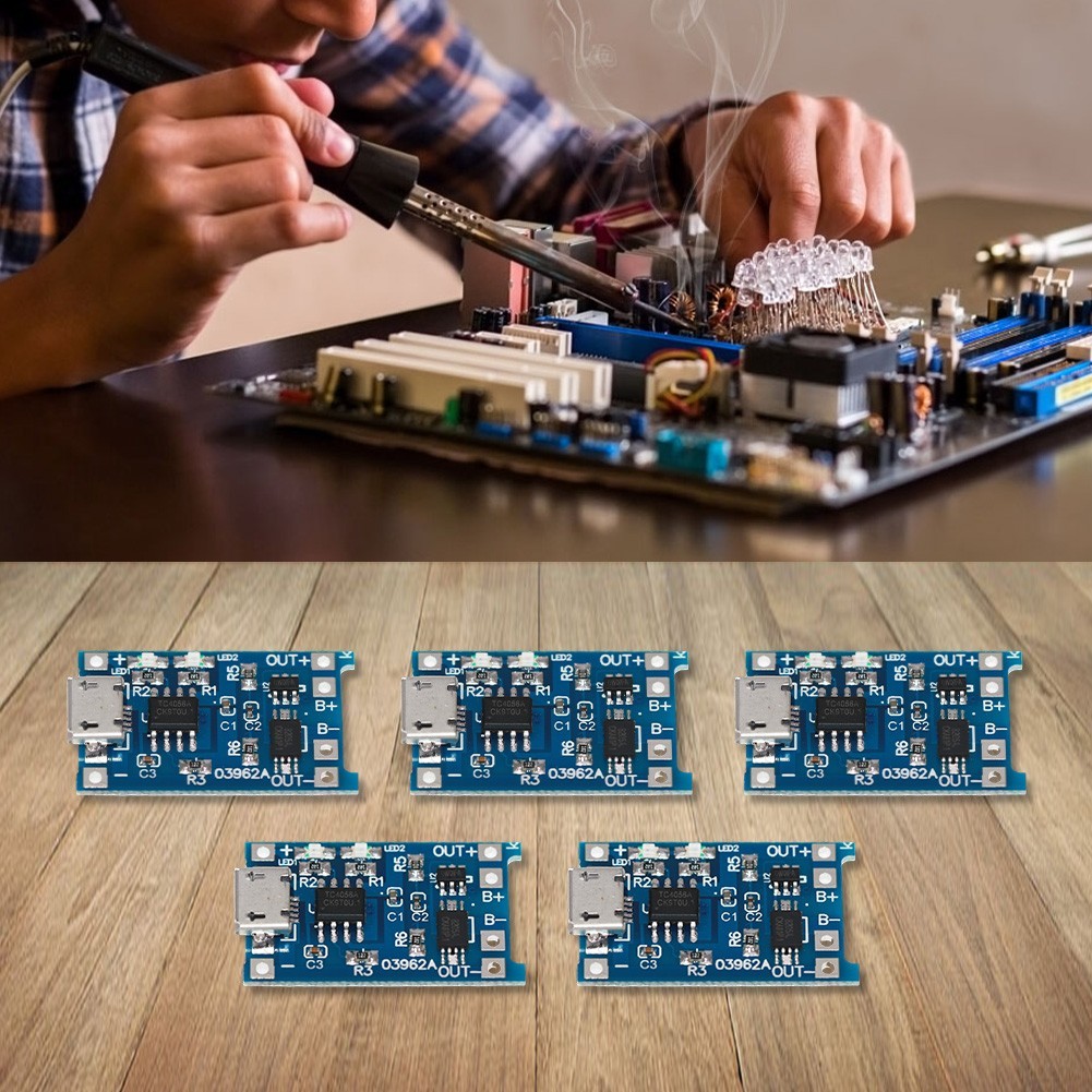 USB 5V 1A Lithium Ion Charging Board Module 5 Pack Work Temp 10C to 85C