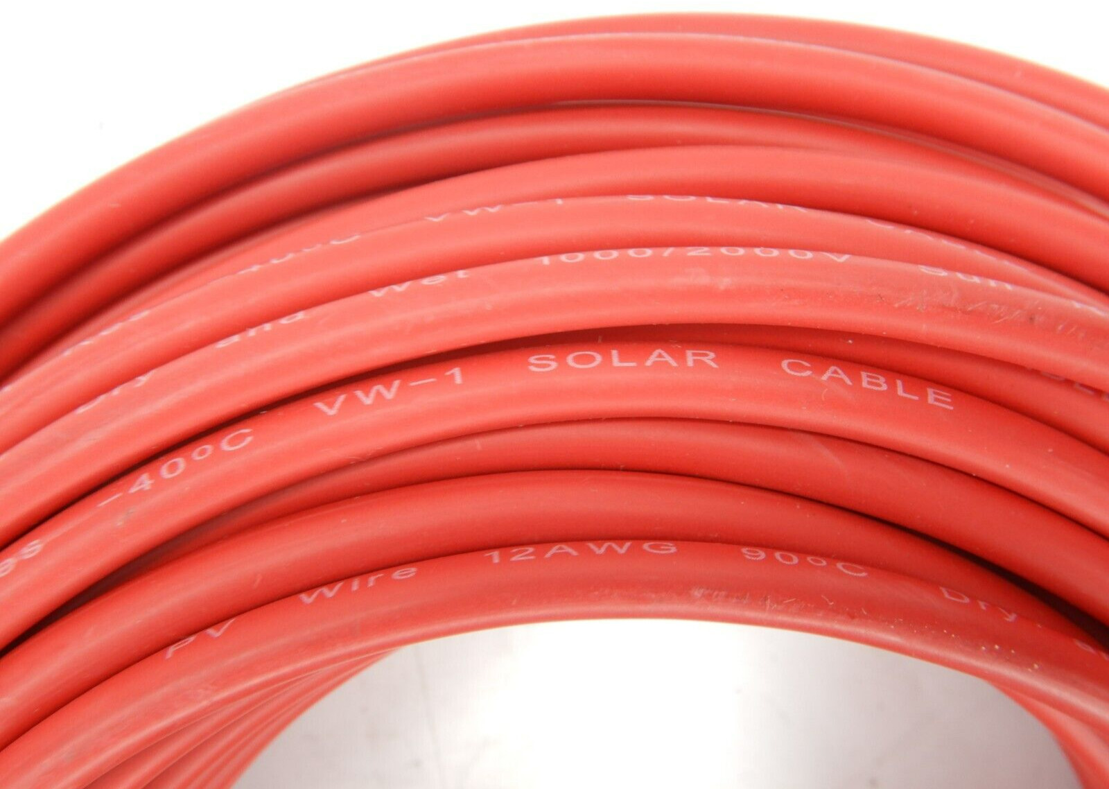 12AWG Solar Extension Cable 100ft Red Male to Female Solar Connector w/ Adapter