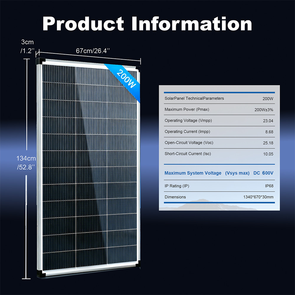 400W Solar Panel (200W*2)18V Mono Power RV Home Boat Camping Off-Grid Battery US