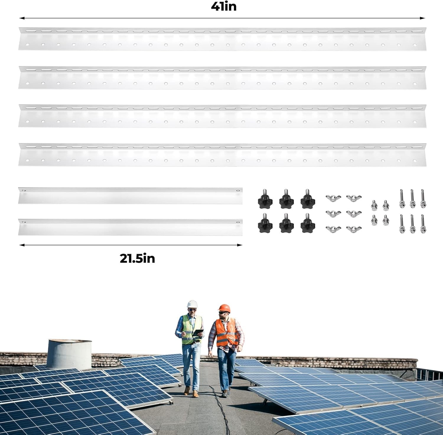 BougeRV 41in Adjustable Solar Panel Tilt Mount Brackets with Foldable Tilt Legs,