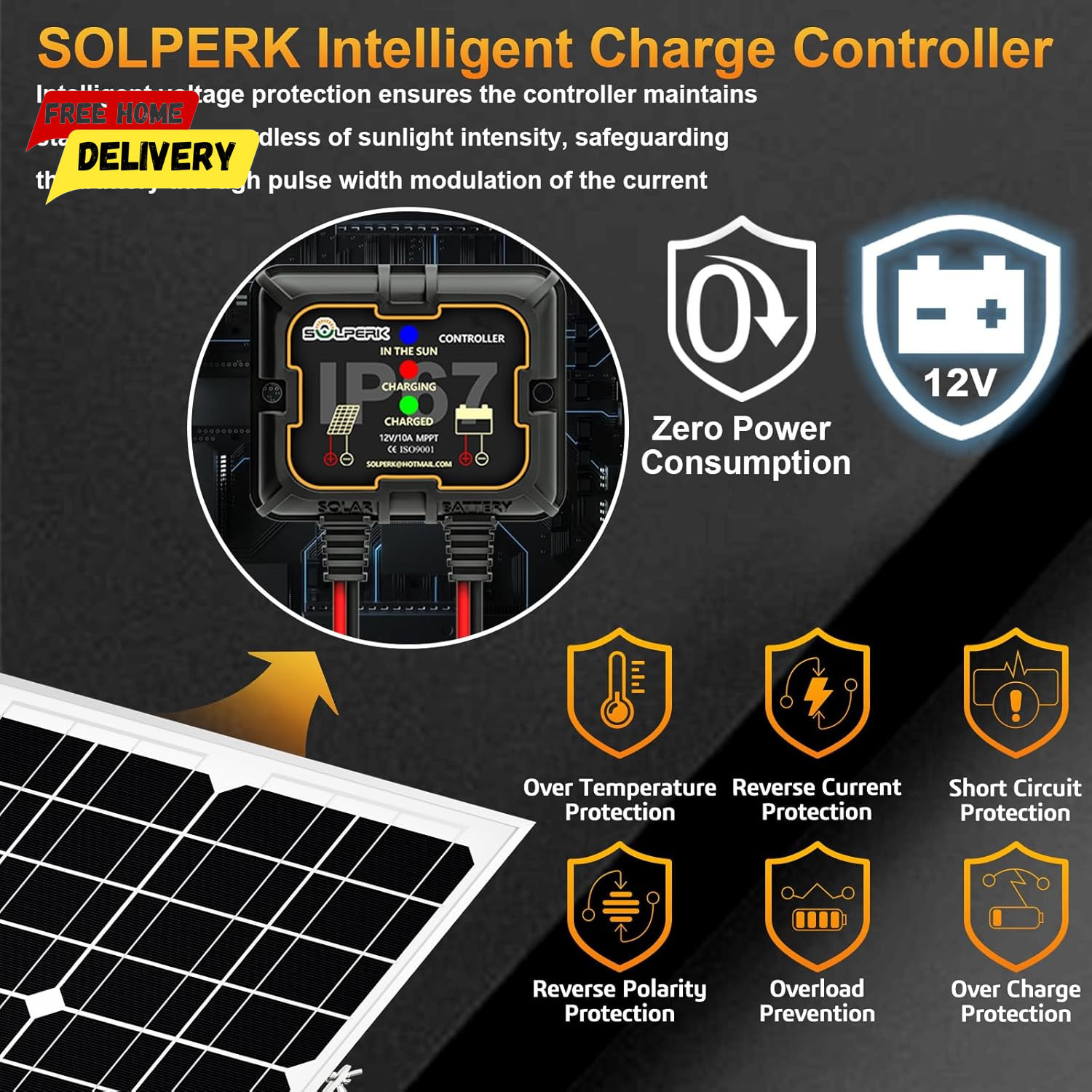 Solar Panel Kit 20W 12V, Waterproof Solar Battery Trickle Charger Maintainer + S