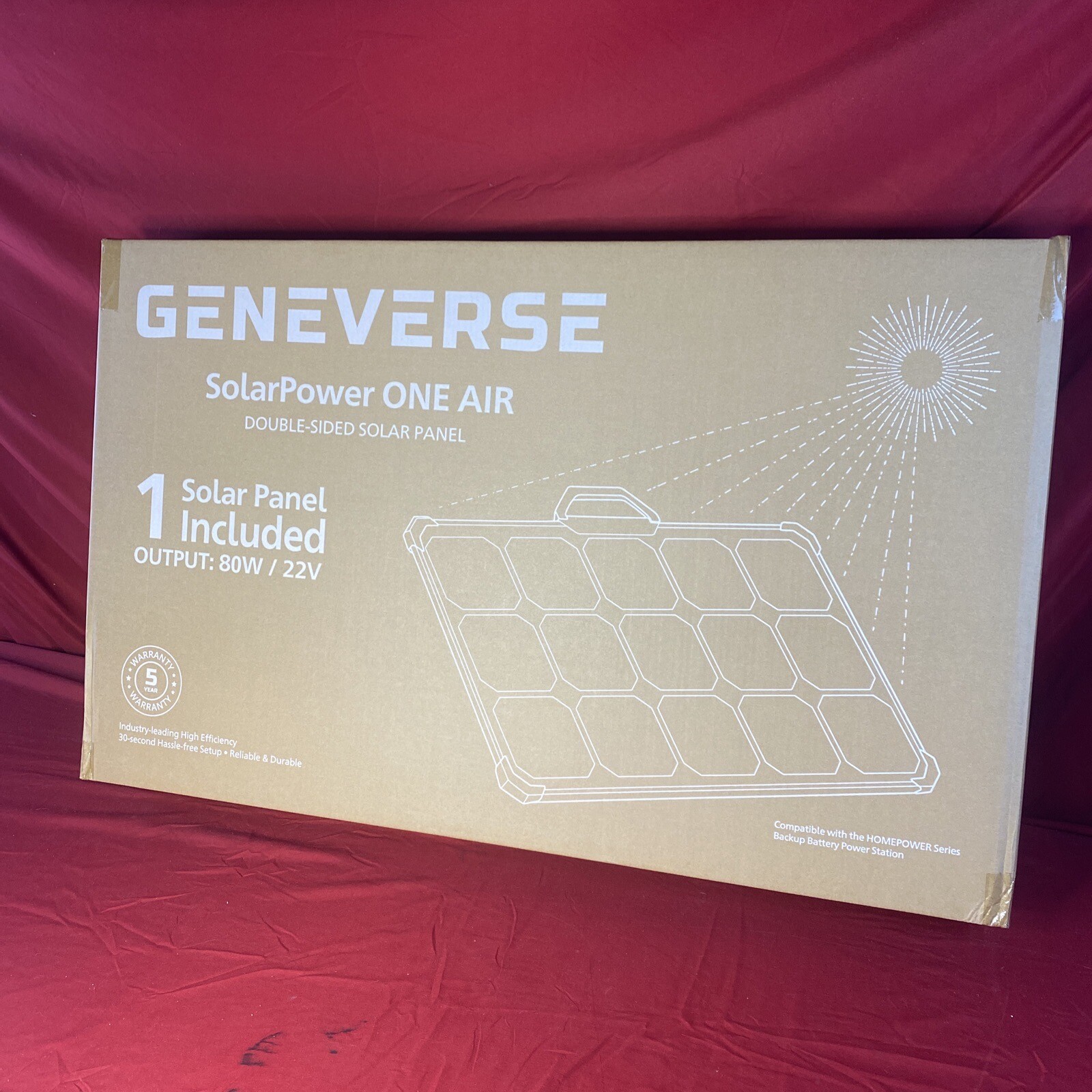 Geneverse (GV-80A) SolarPower ONE AIR Double Sided Solar Panel – 80W/22V – New!