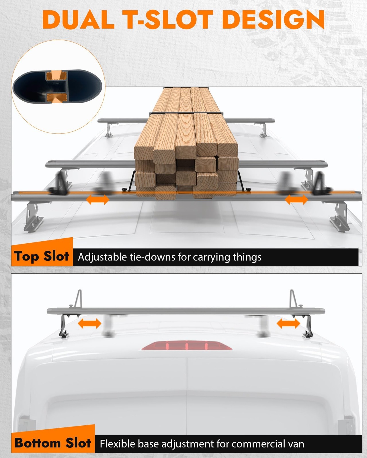 MELIPRON Aluminum Van Roof Rack Fit for Ford Transit, Ram Promaster, Nissan N…