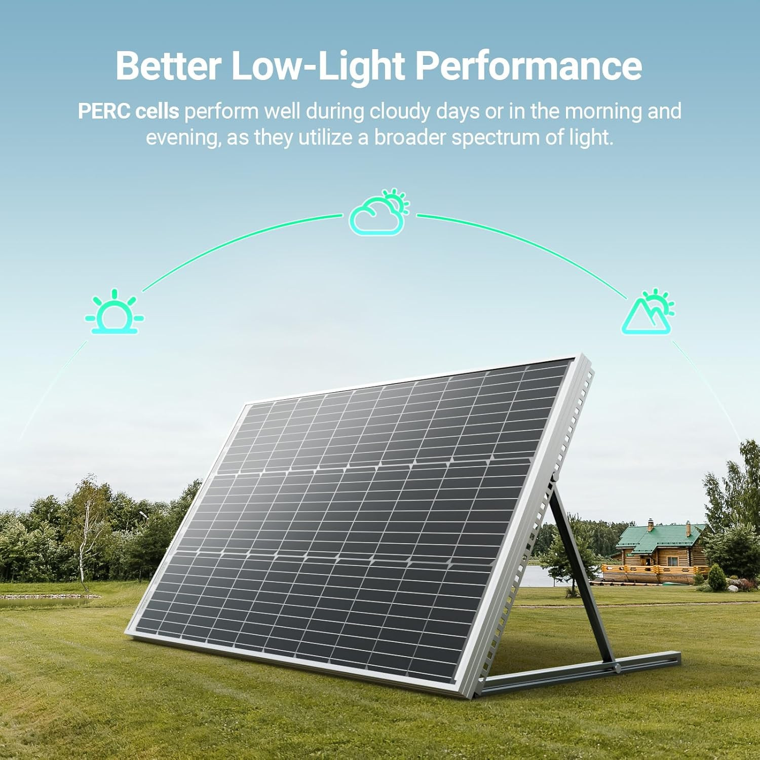 -100W 12V Monocrystalline Solar Panel, High Efficiency Module PV Power for Batte