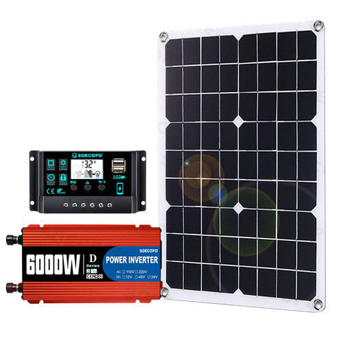110V 6000W 100A Solar Panel Kit Complete Solar Power Generator Home Grid SysteJn