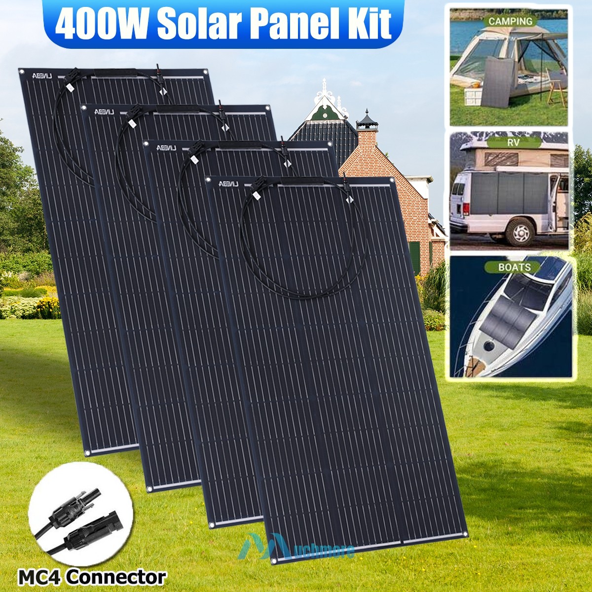 400W Mono Solar Panel w/Controller Portable Power Home Camping RV Battery Charge