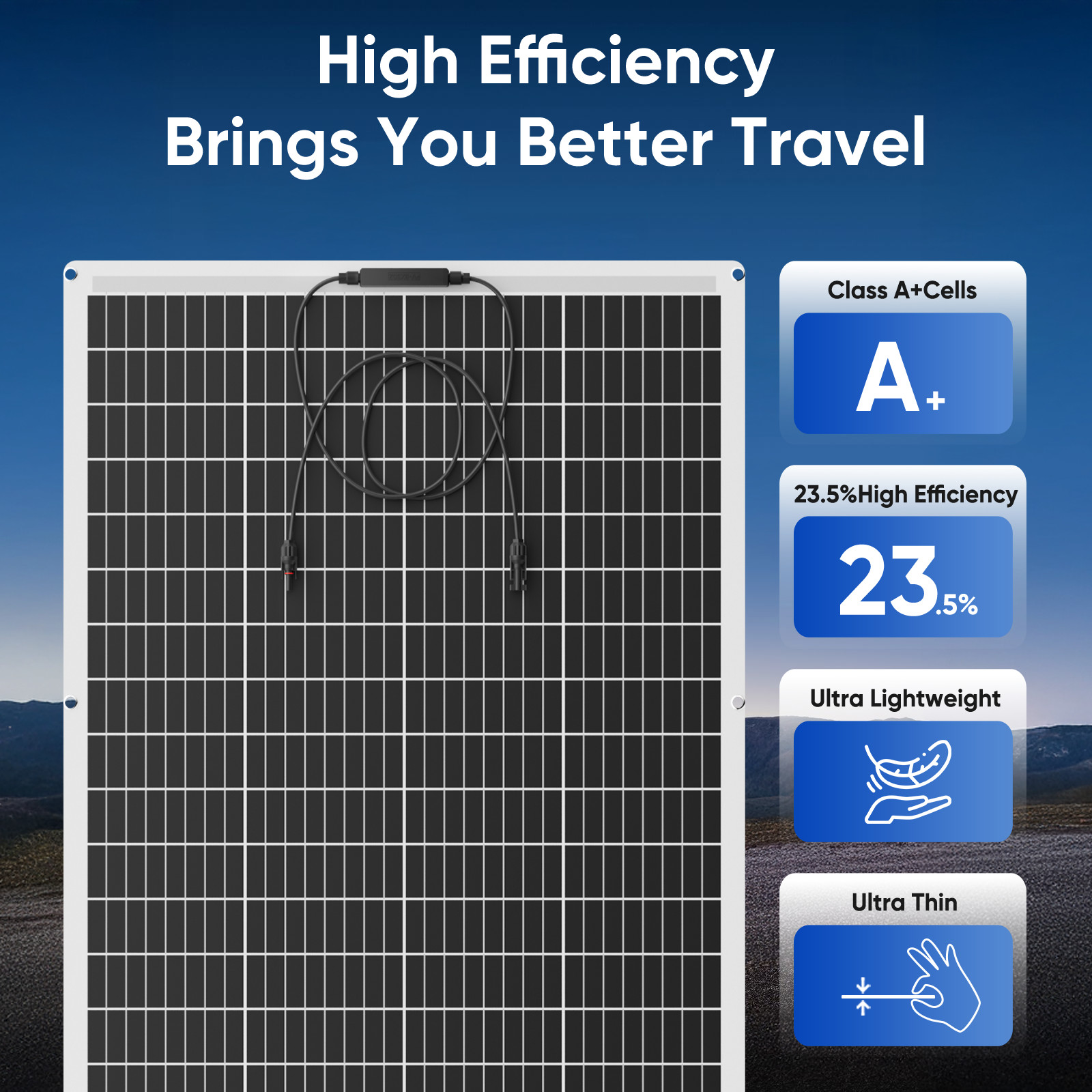 200W Flexible Mono Solar Panel 12V Power Portable Camping Home RV Battery Charge