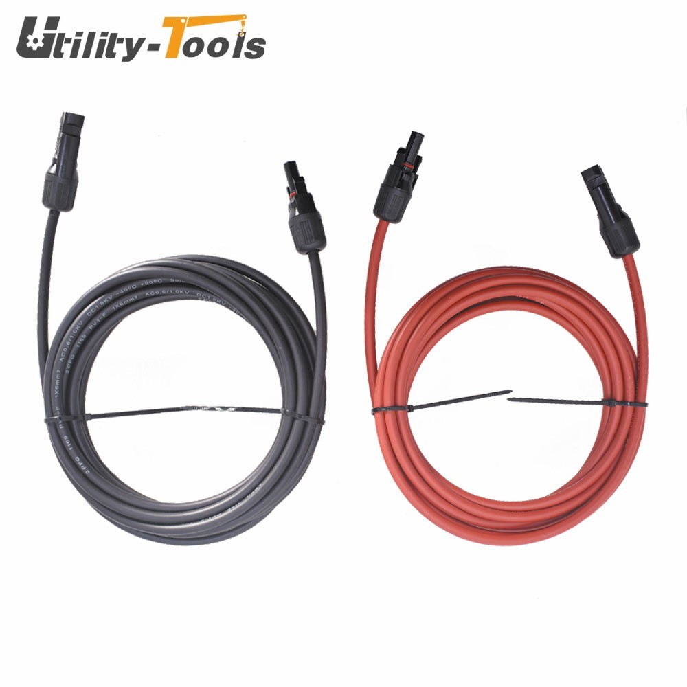 10AWG 15Feet High Quality Black + Red Solar Panel Extension Cable Wire Connector