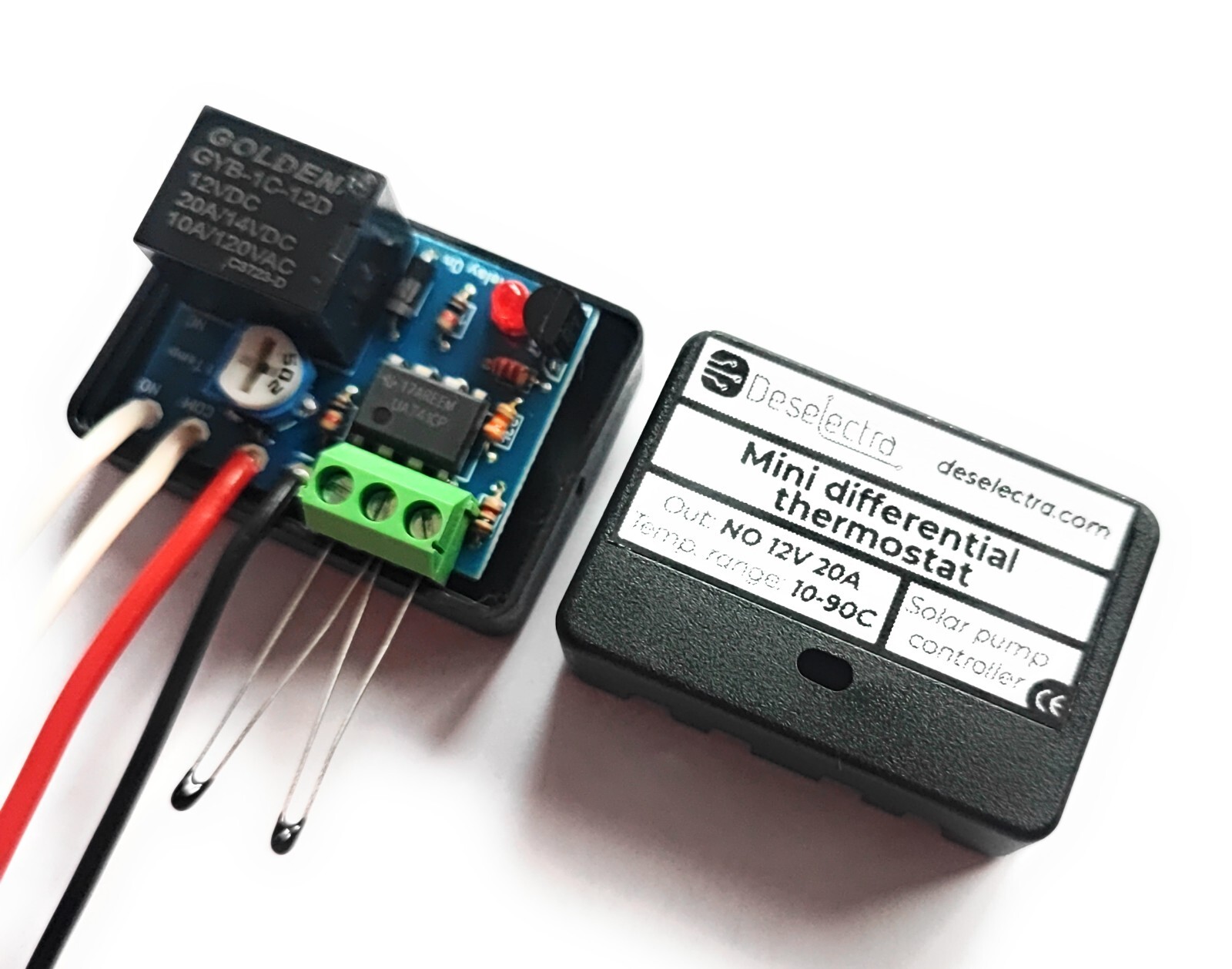 Home Solar Hot Water Heating Pump Controller 12V 10A Box Differential Thermostat