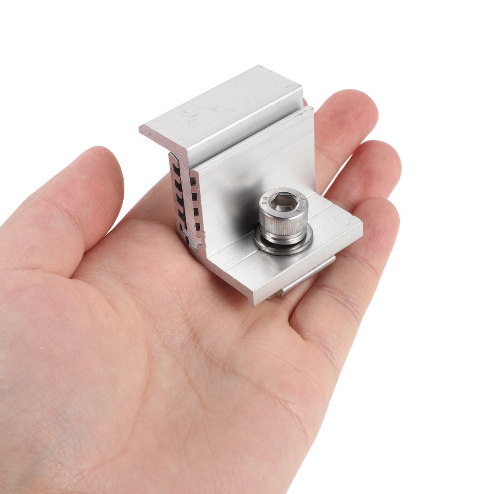 10Pcs Silver Aluminum Solar Panel Mounting Brackets with Adjustable End Clamps