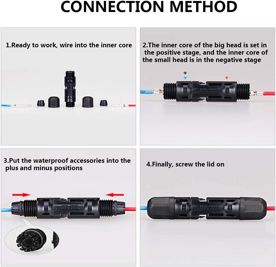 20x Male and Female Solar Panel Connectors for Photovoltaic System Connect Kit