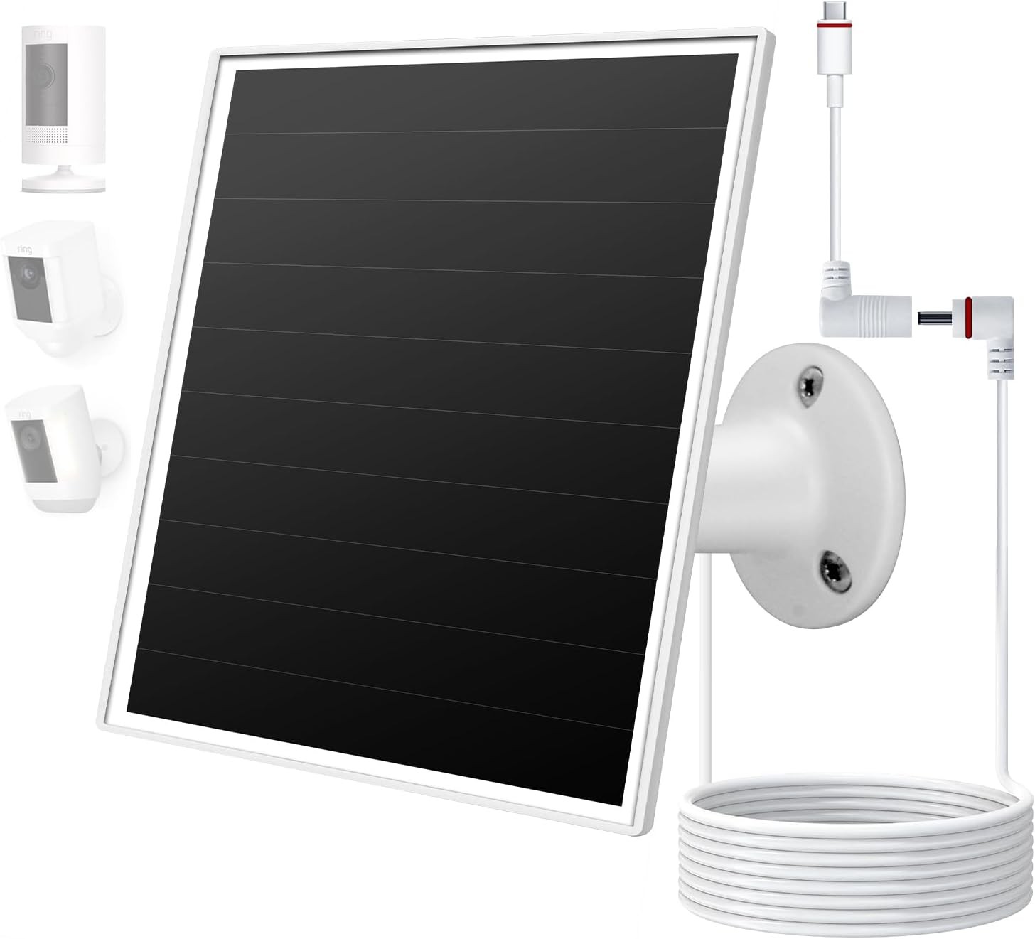 6W Solar Panel Charger for Ring Camera USB-C & Barrel Plug Waterproof
