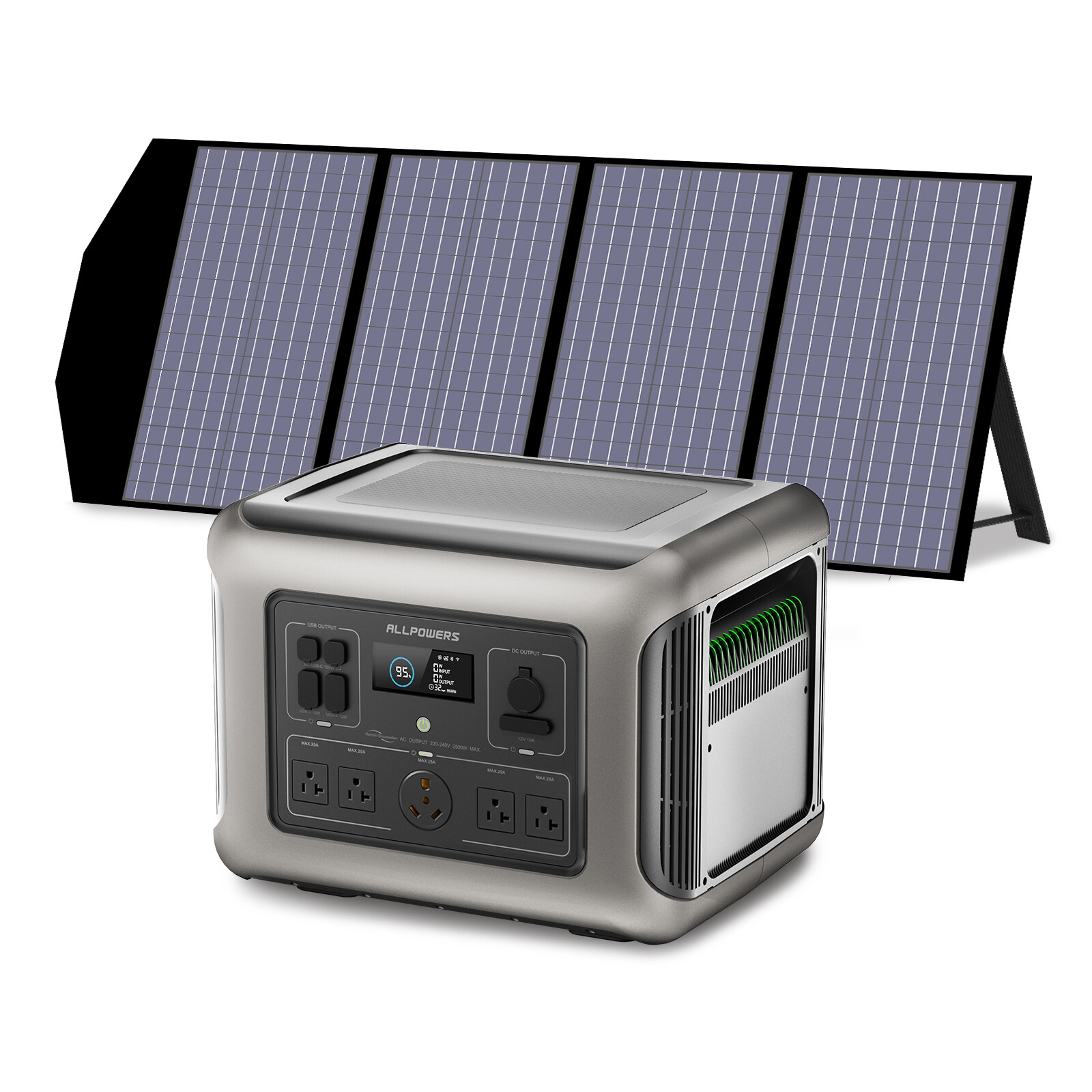 ALLPOWERS 2500W 2016Wh LiFePO4 Power Generator 140W Solar Panel For Home Backup
