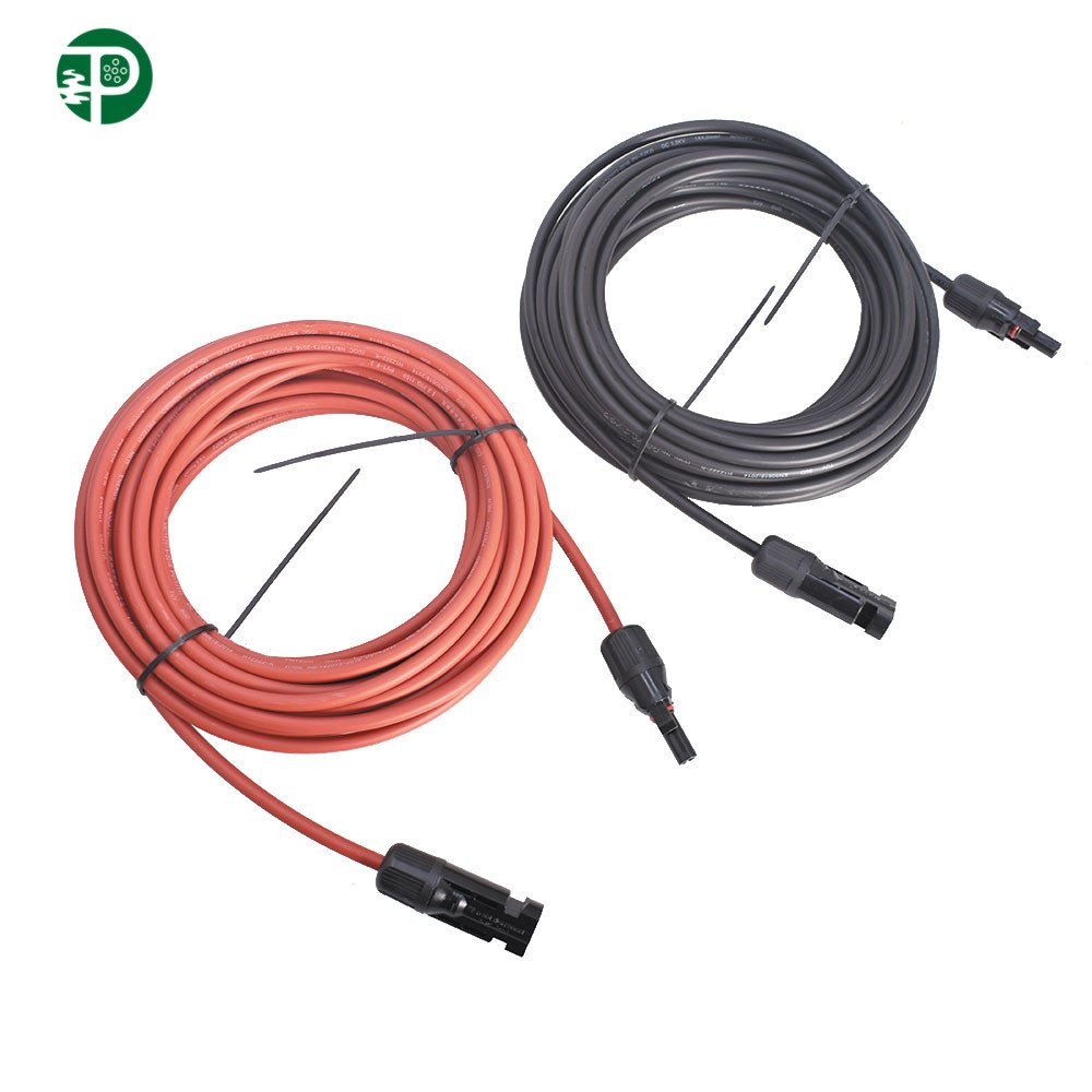 New 12 AWG 20 FT Black + Red Solar Panel Extension Cable Wire Connector