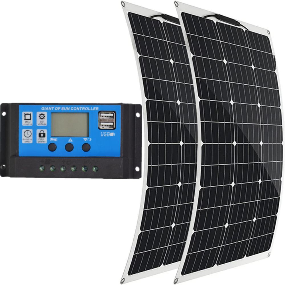 300W Watt Solar Panel Kit 12V Off Grid Battery Flexible Charge For RV Camping