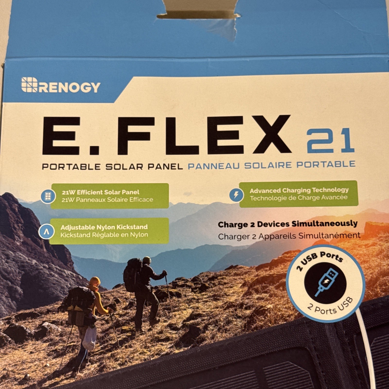 Renogy E.FLEX 21 Watt Foldable Waterproof Solar Panel with Kickstand, Black