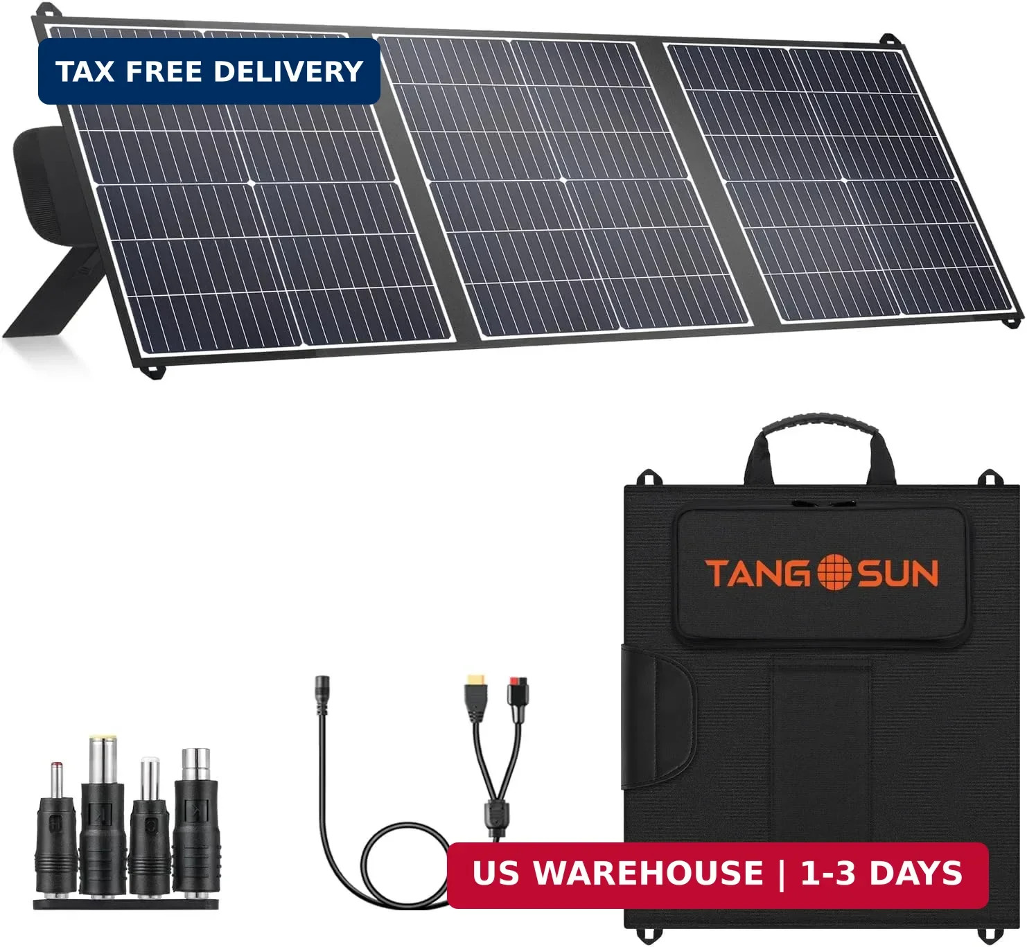 100W Portable Solar Panel, 20V Foldable Solar Charger with USB-A QC3.0 & Type-C