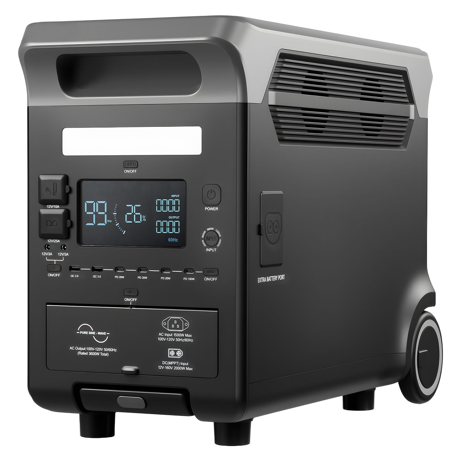 3600W 3840Wh Portable Power Station Expandable Camping