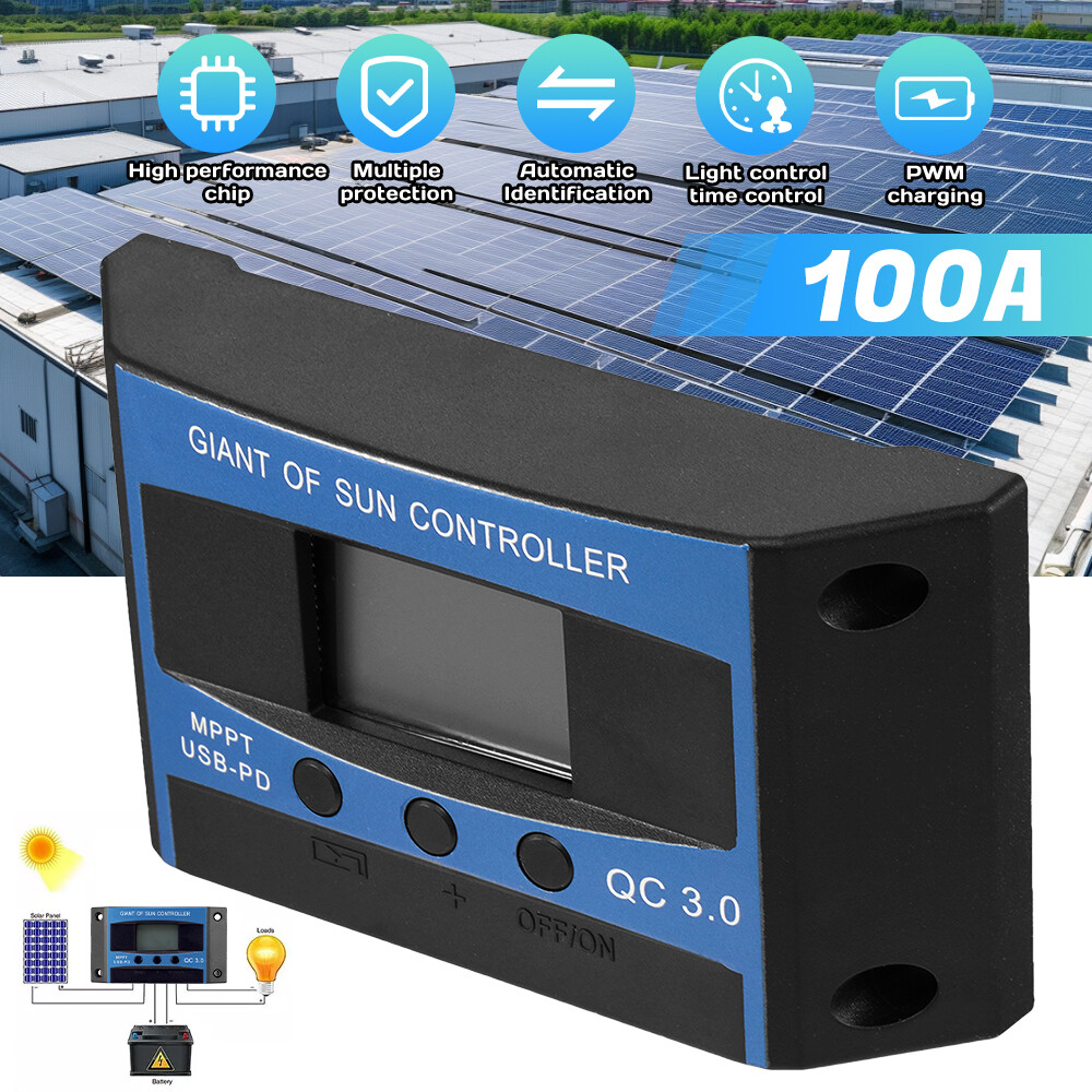 60A/100A 12V/24V/36V/48V MPPT Solar Panel PV Regulator Charge Controller LCD USB
