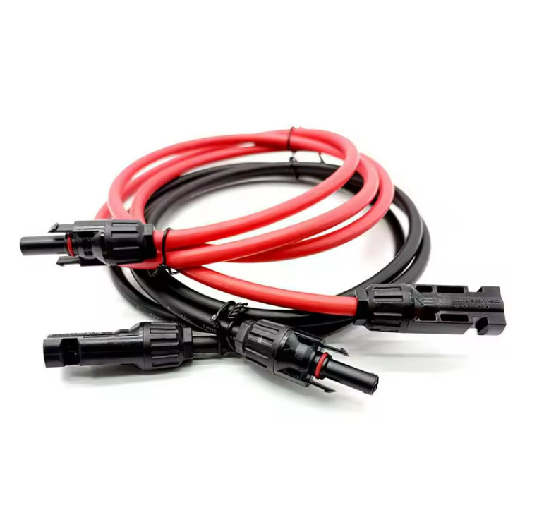 Black+Red 10 AWG Solar Panel Extension Cable Silicone Flexible Wire Connectors