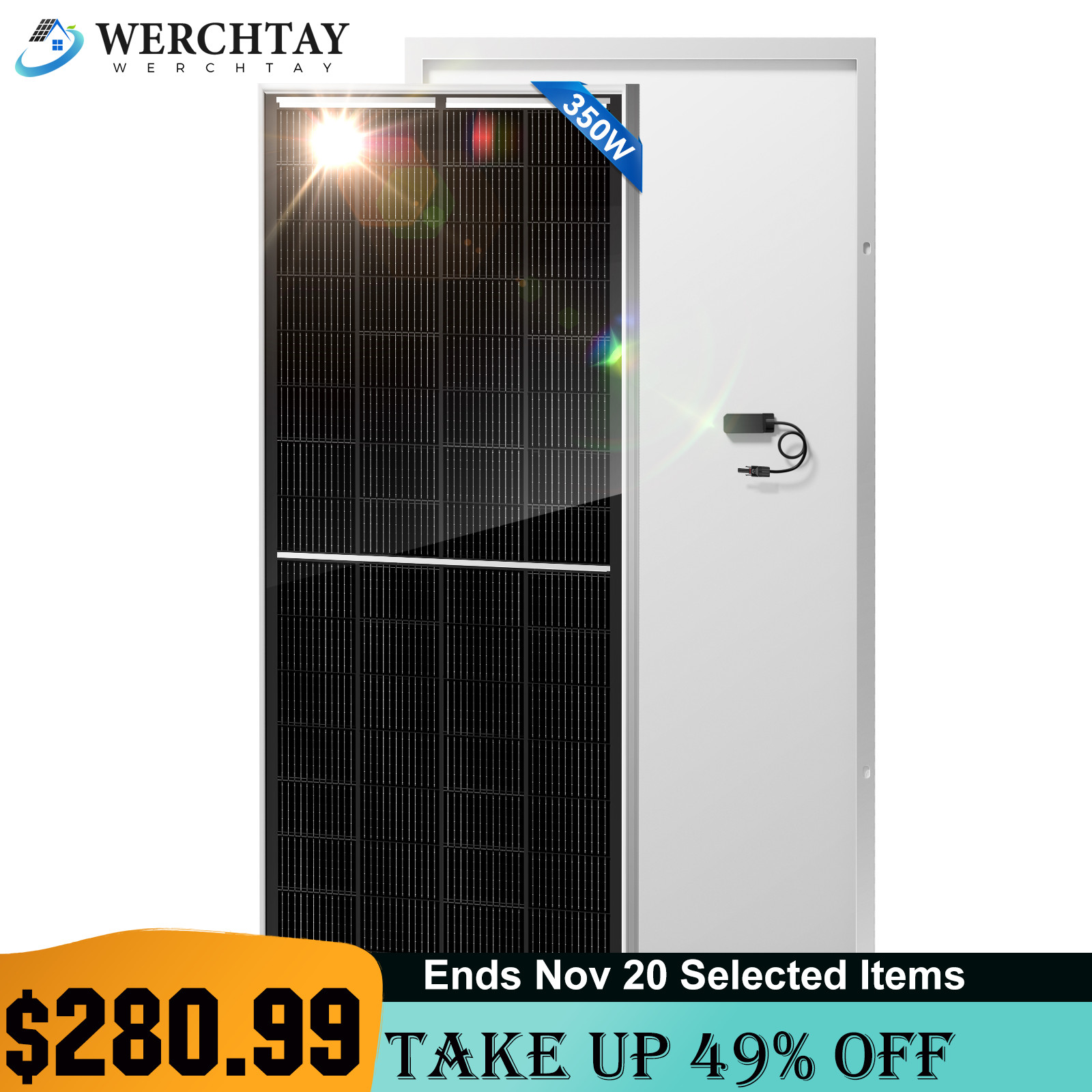 350W Watt 12v Monocrystalline Solar Panel Camping Home Off Grid Caravan Boat RV