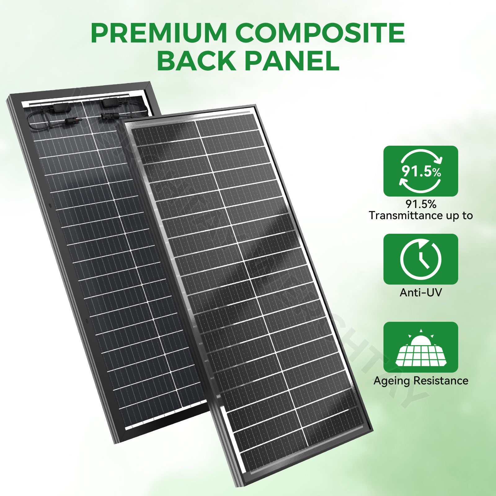 100 Watt Bifacial Solar Panel 12V Home PV Power Off-Grid RV Camper System Carava