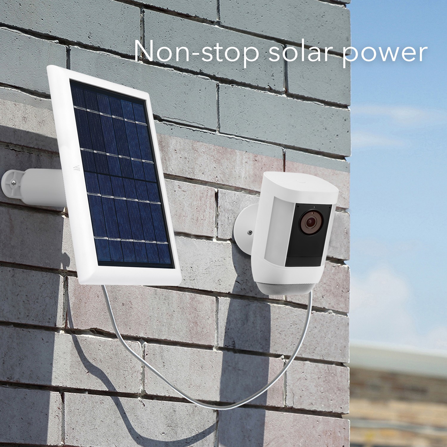 Wasserstein Ring Spotlight Cam Pro Battery + Solar Panel Bundle (1 Pack, White)