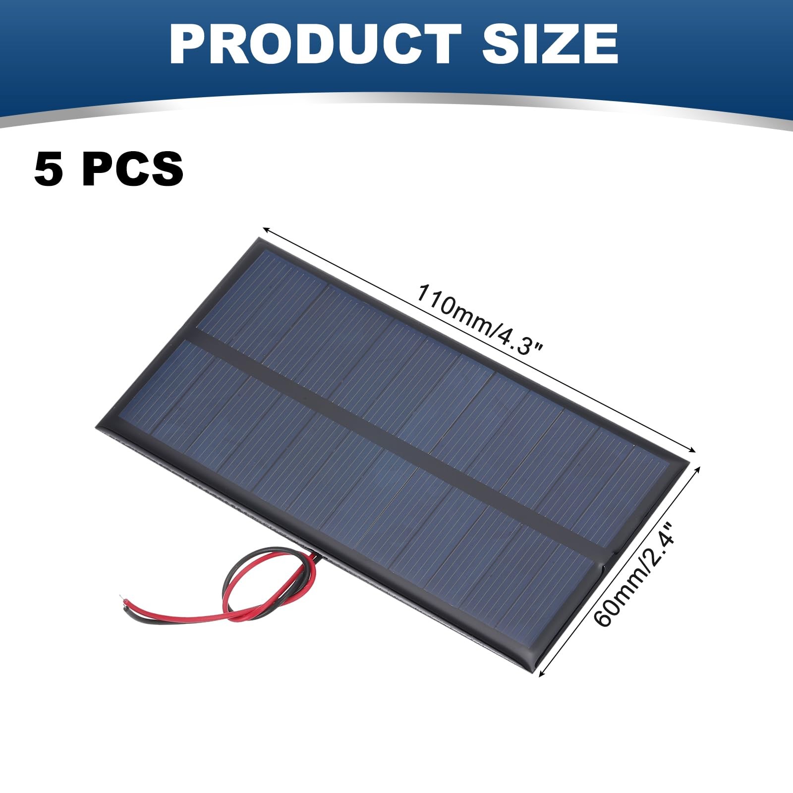 MECCANIXITY 5 Pcs 6V 0.96W 160mA Mini Solar Panels, Small Black
