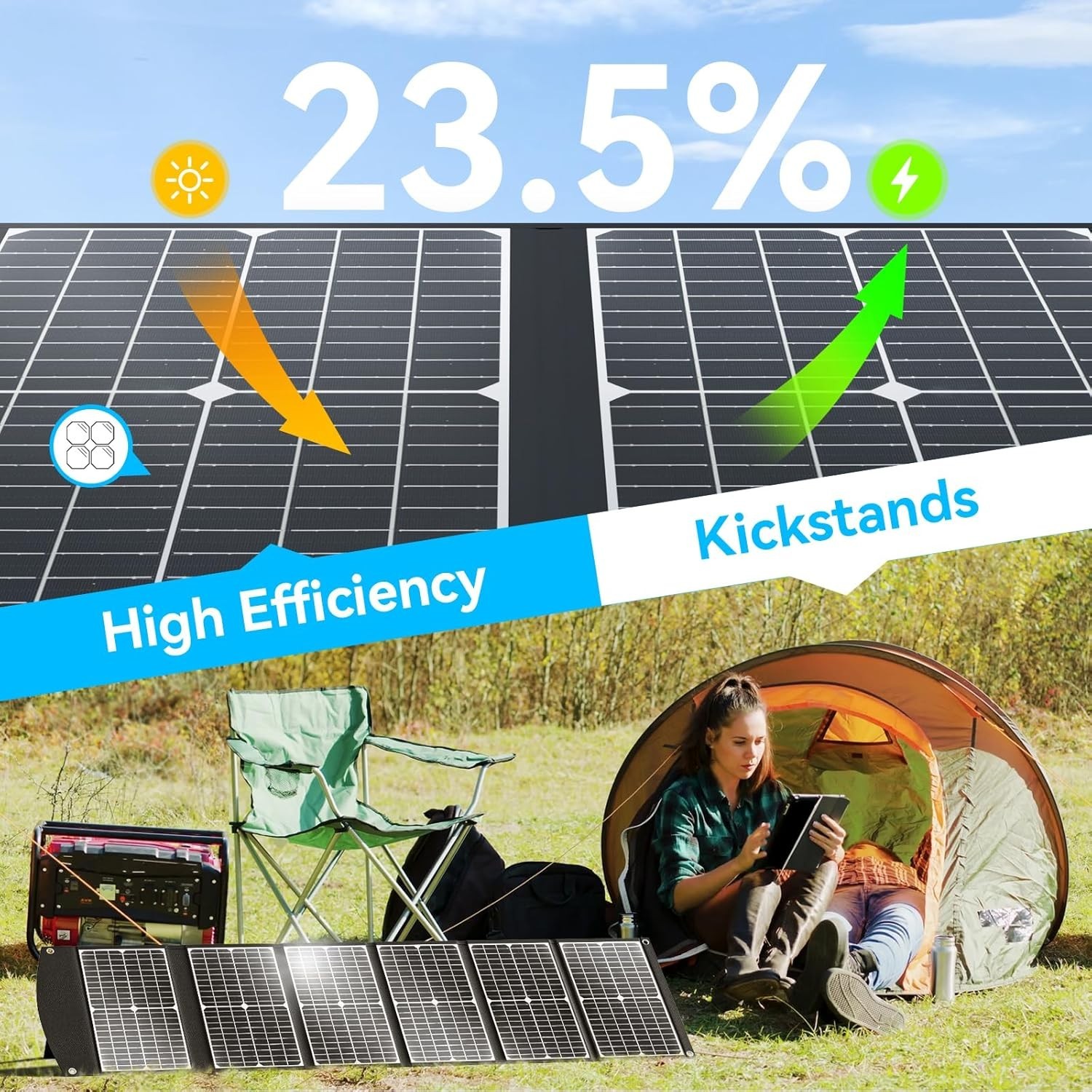 High-Efficiency 100W Solar Charger – Compact & Waterproof for Outdoor Adventures