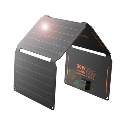 30W Portable Solar Panel Chargers QC3.0 18W USB-A USB-C Output Foldable E-30W
