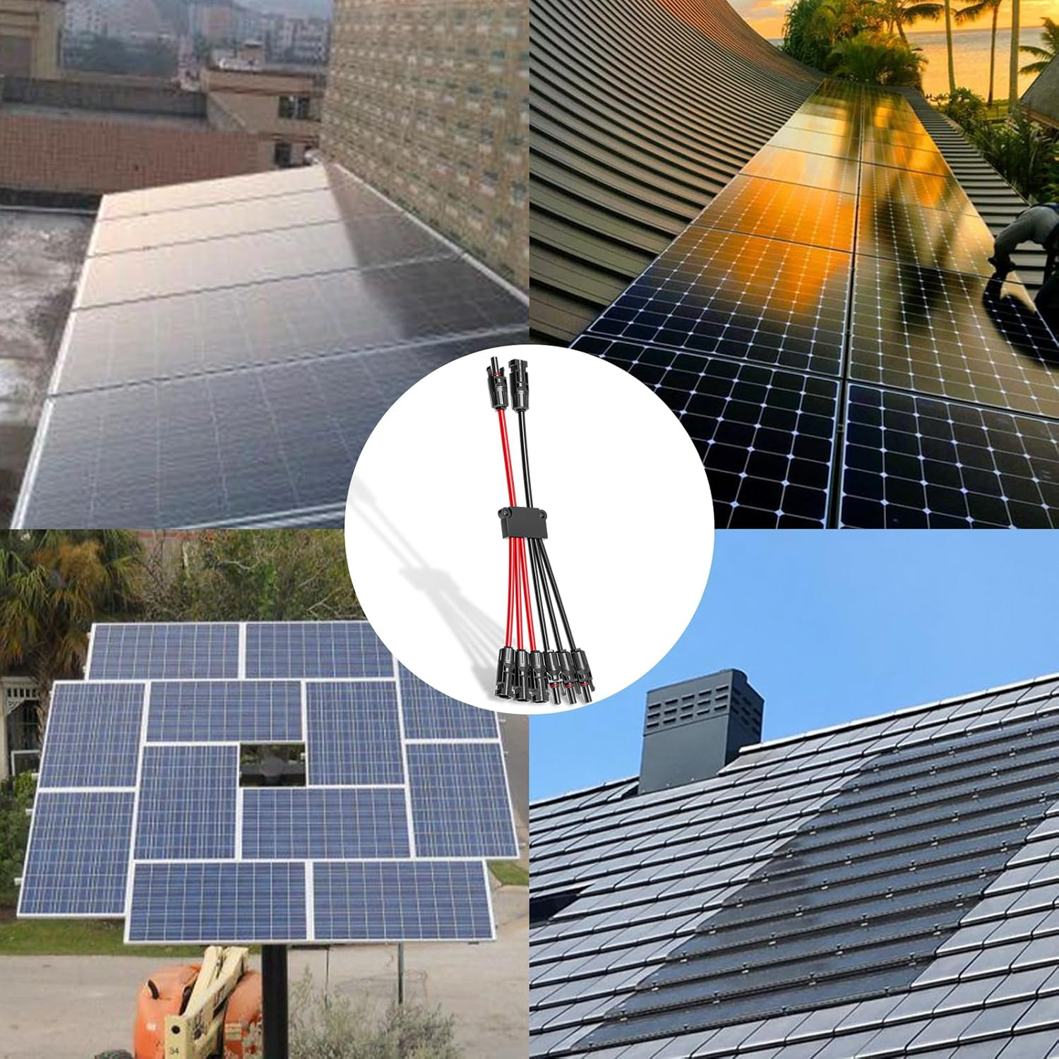 Solar Connectors Cable for 2 Solar Panels Cable Splitter 2 to 8 Y