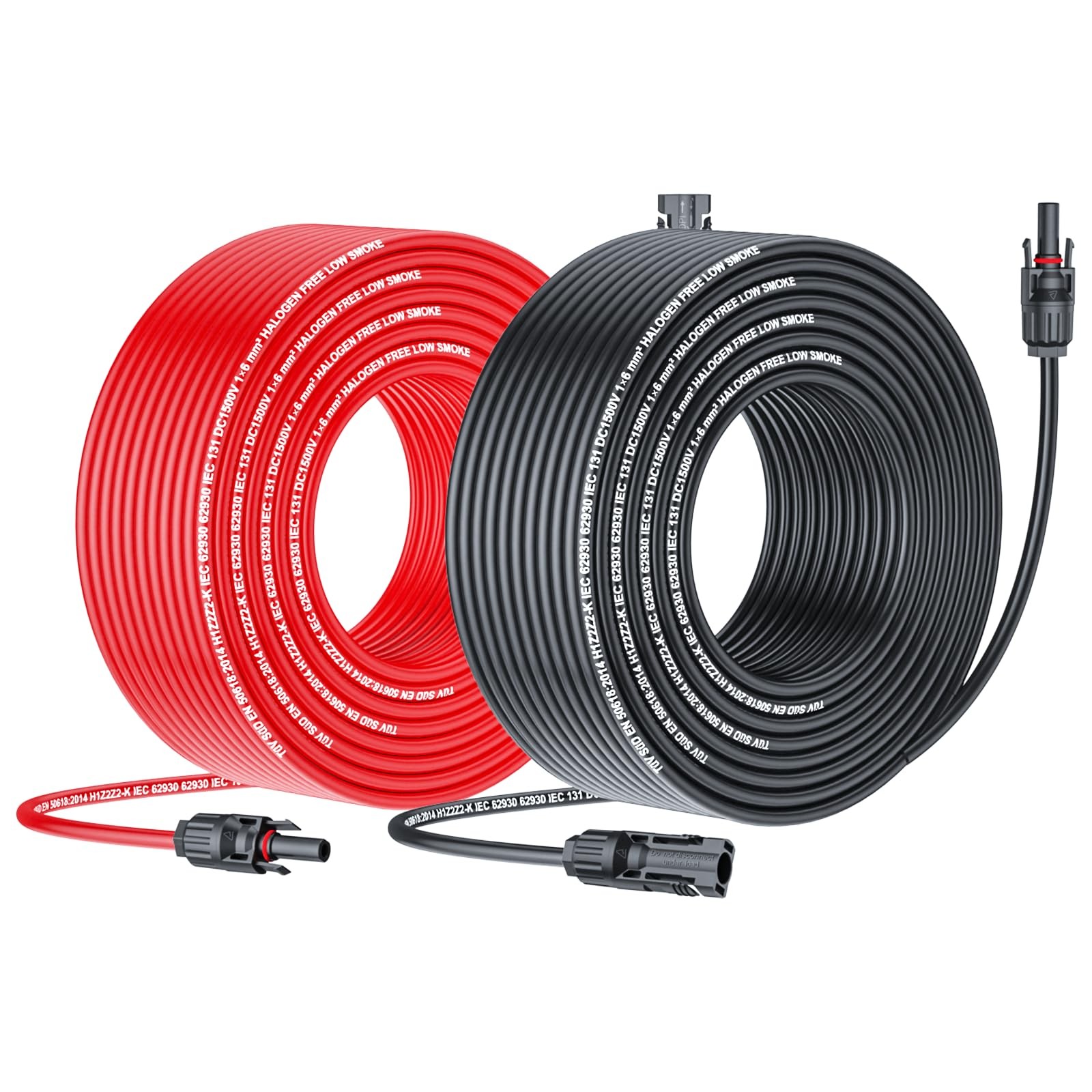 Solar Cable Extension 50Feet 30 Amps durable Waterproof PV Wire Connectors Black