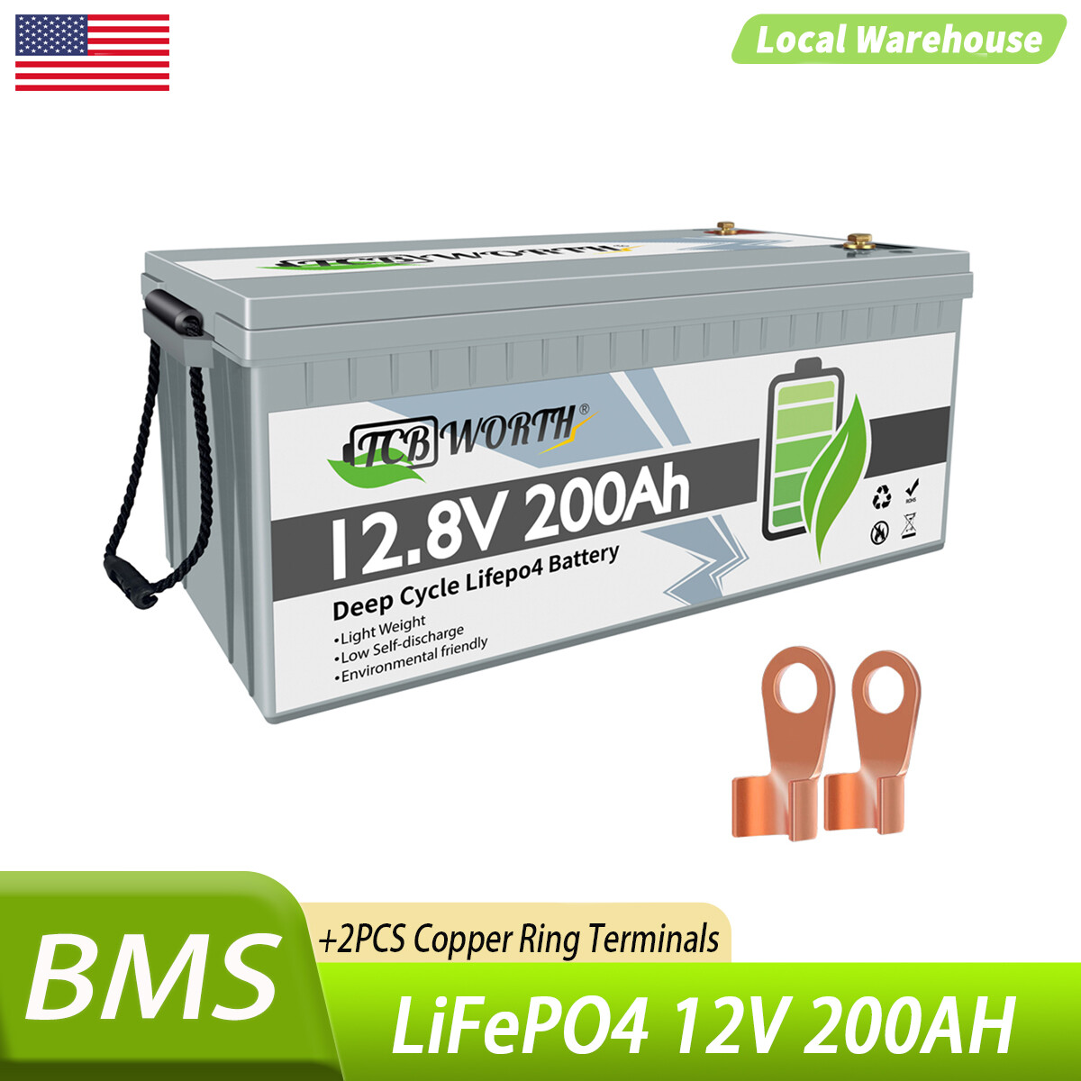 12V 200AH Deep Cycle Lithium Battery LiFePO4 200A BMS for RV Boat Solar Home