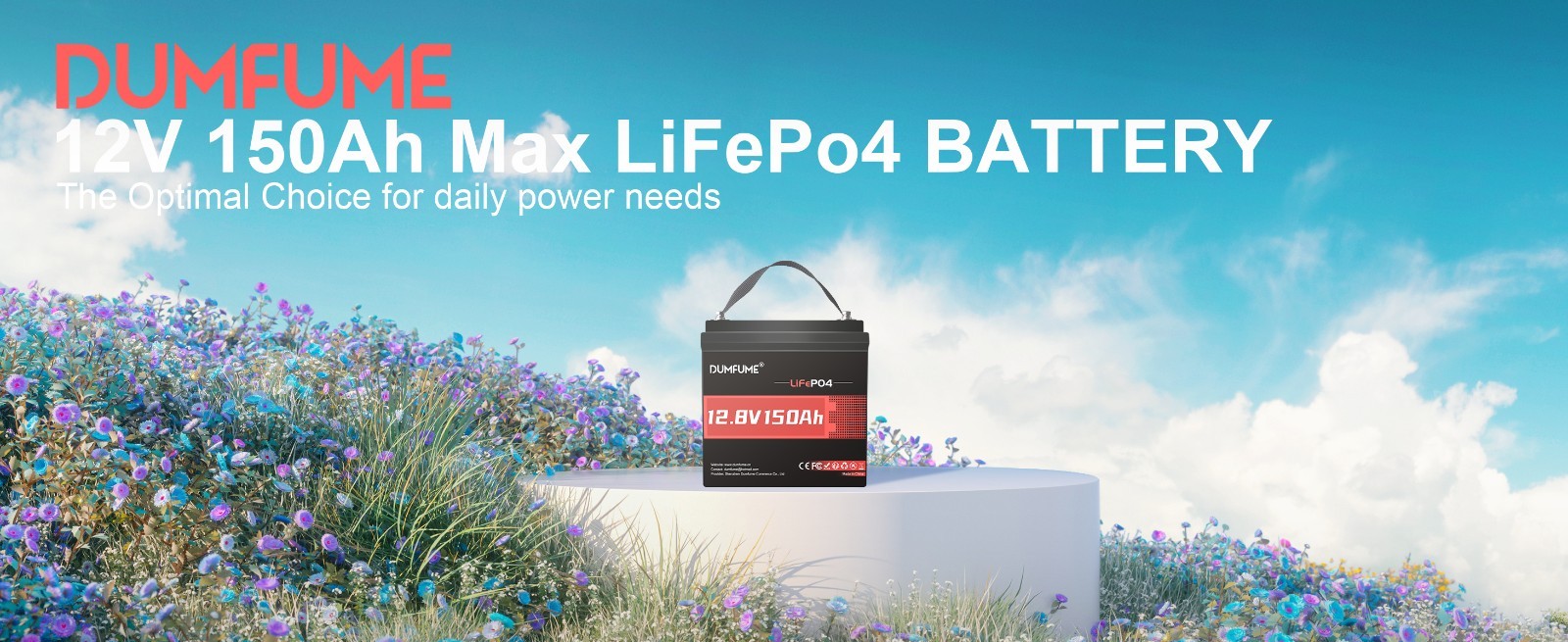 12V 150Ah Max LiFePO4 Lithium Battery 100A BMS Deep Cycle for RV Backup Power