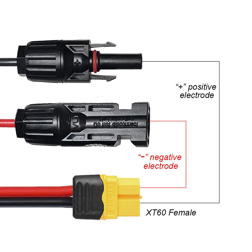 10ft XT60 Female to Solar Connector Solar Panel Extension Charging Cable 12 AWG