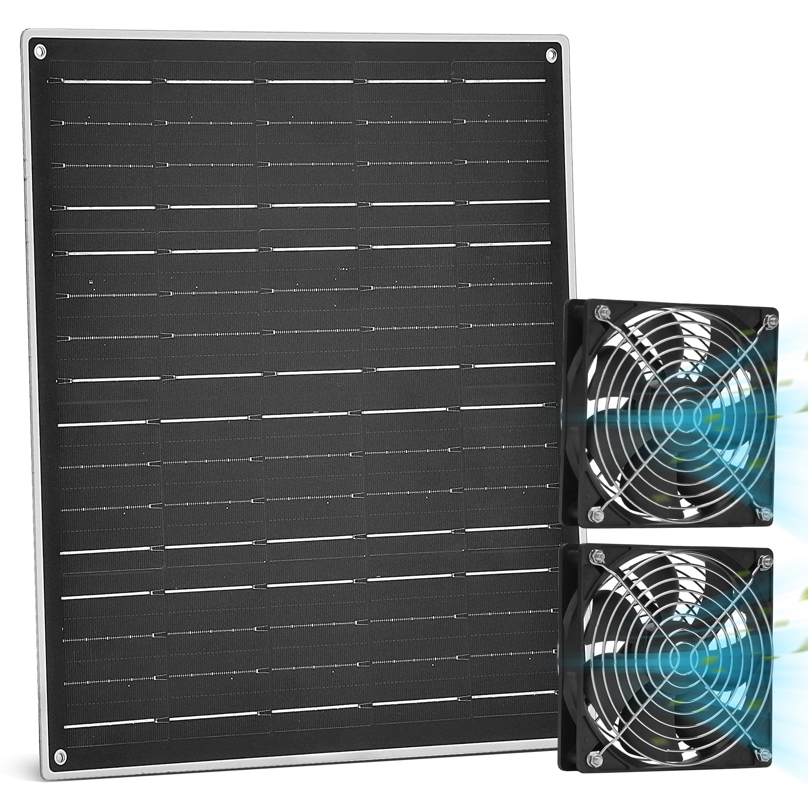Solar Powered Fan Kit, Chicken Coop Fan,15W Solar Panel with 2 Fans, Intake o…
