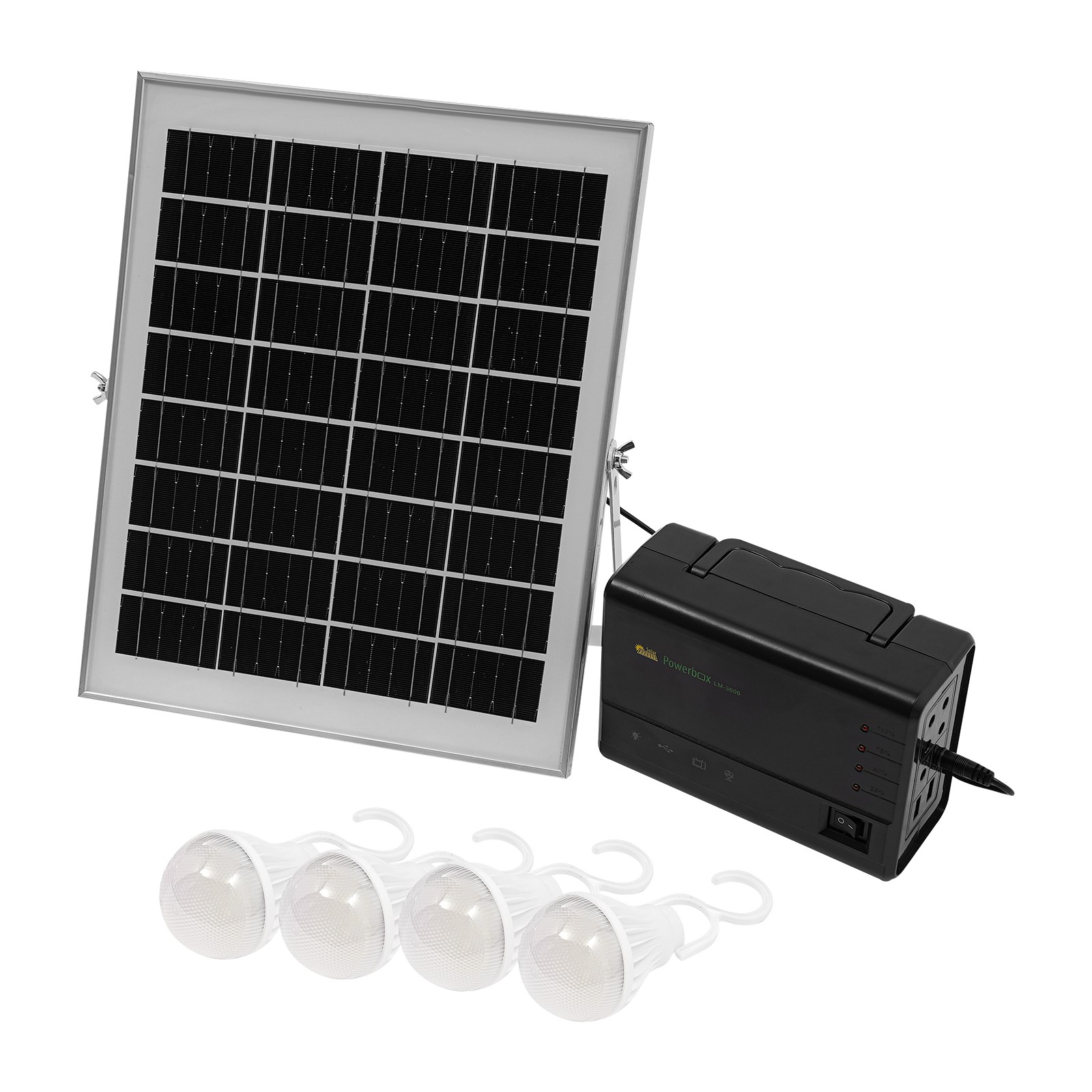 Solar Panel Power Generator Kit with 4 Bulbs Portable Battery Pack Power Station