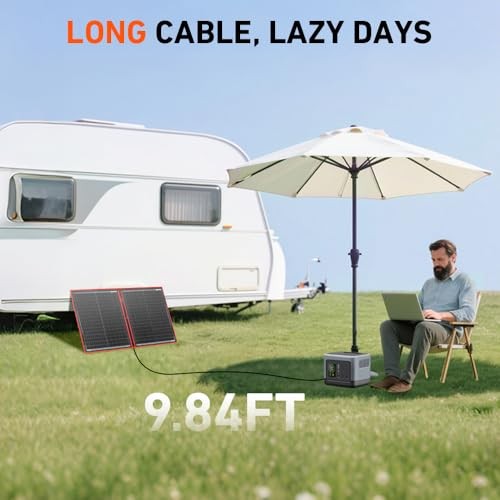 100W Portable Foldable Solar Panel Kit (19x26in, 5.3lb), with 100W 19x26in