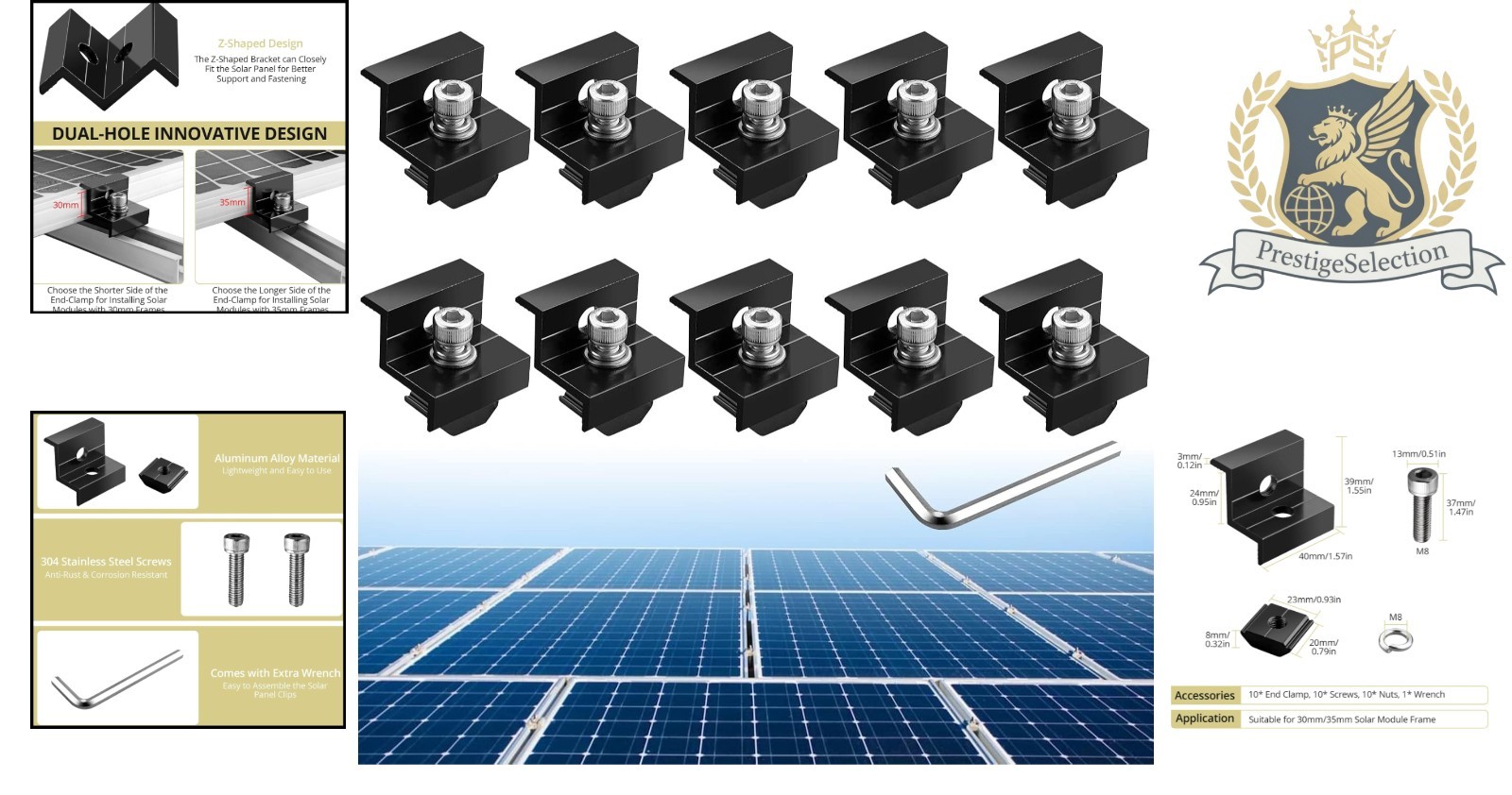 Versatile Aluminum Solar Panel Bracket Kit – 10pcs for 30mm/35mm Installations