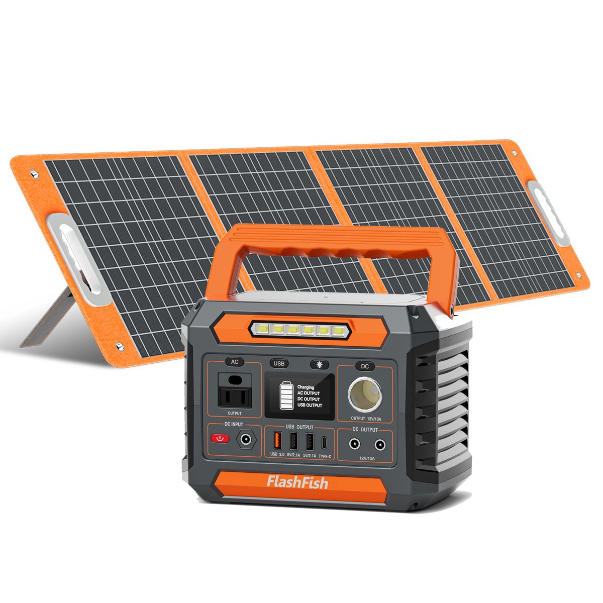 FlashFish 300W Portable Power Station Generator RV Li-ion with 100W Solar Panel