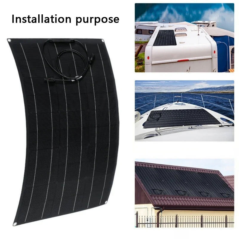 400W Watt Flexible Solar Panel 18V Mono Home RV Rooftop Camping Off-Grid Power